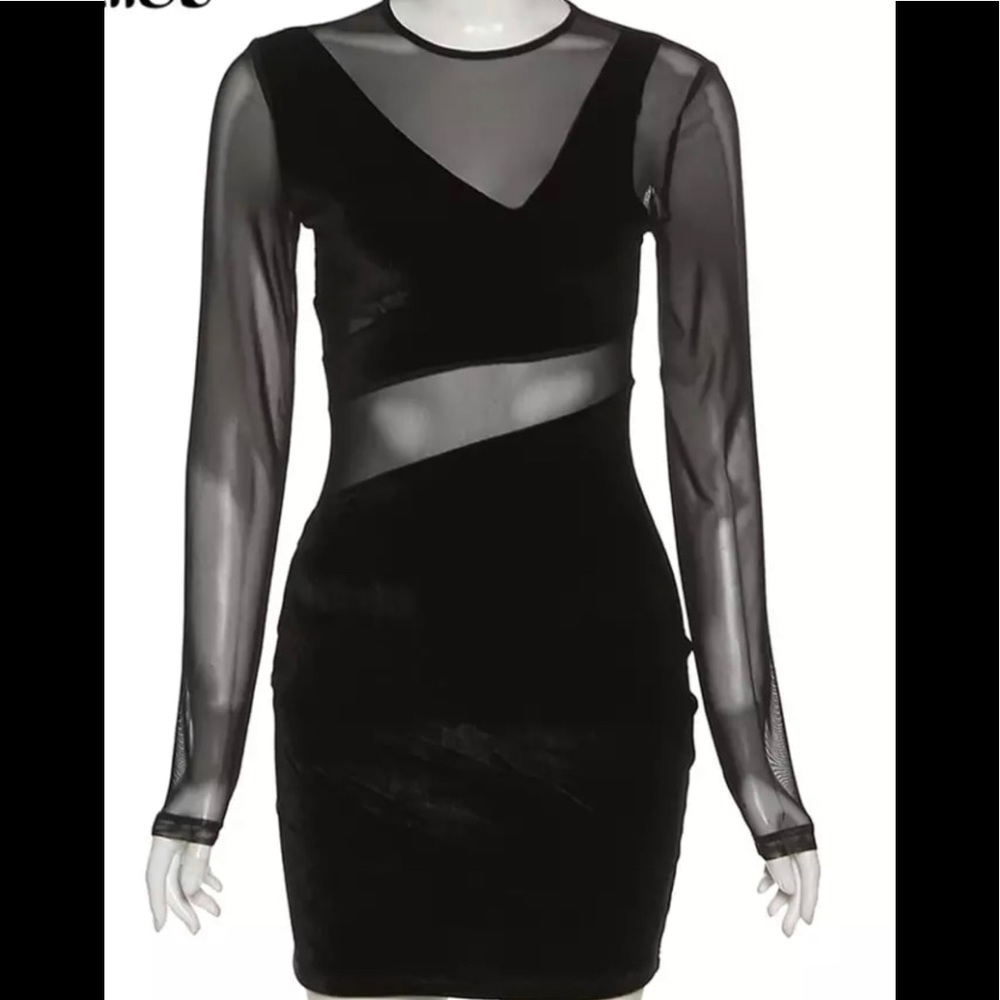 🔥Velvet mesh mini dress.🔥🔥🔥🔥🔥 - Picture 4 of 5